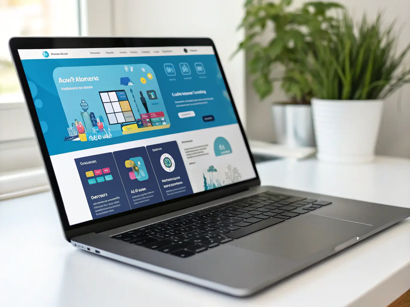 A vibrant image showcasing a laptop displaying a Star Magic Healing online course interface, with glowing particles floating around the screen, symbolizing digital learning and spiritual growth.